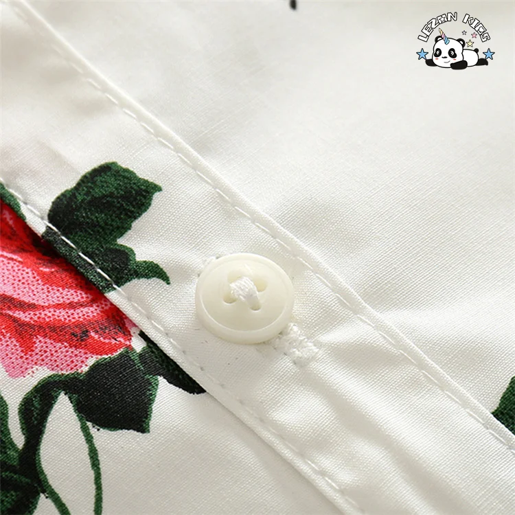 LEZONKIDS - Boy Clothes Flower Tie Shirt + Shorts 2PCS Gentleman Suit Summer Boy Costume Suit Fashion Boy Costume Suit